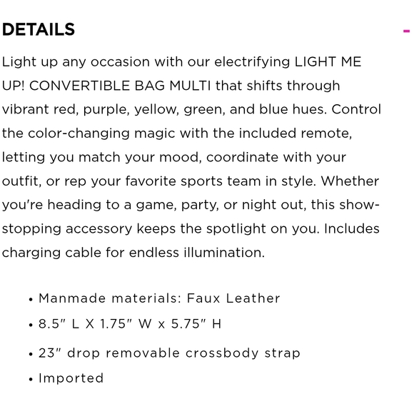 Betsey Johnson Light Me Up Color Changing Crossbody - Picture 8 of 10